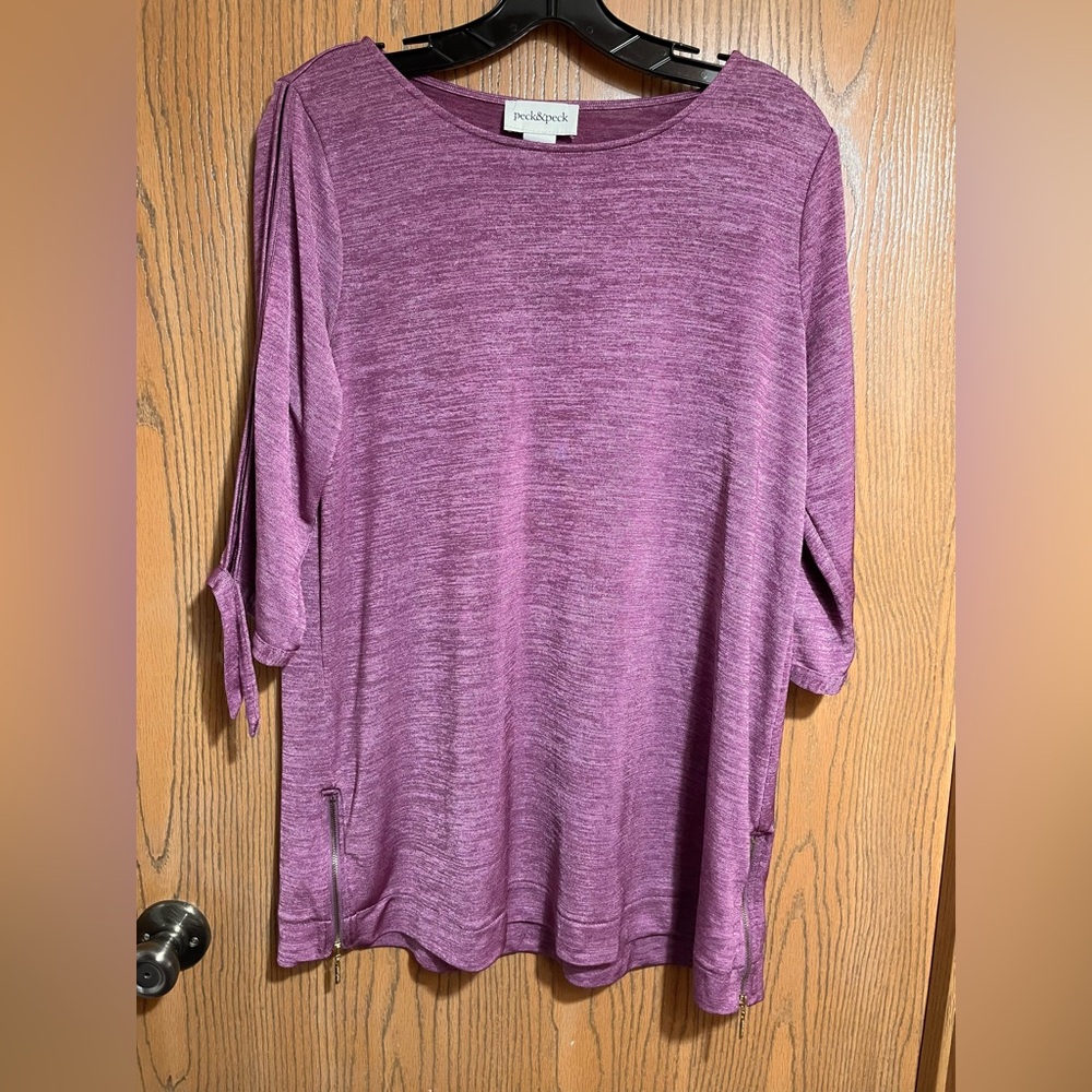 Purple Tunic Top with Cold Shoulder